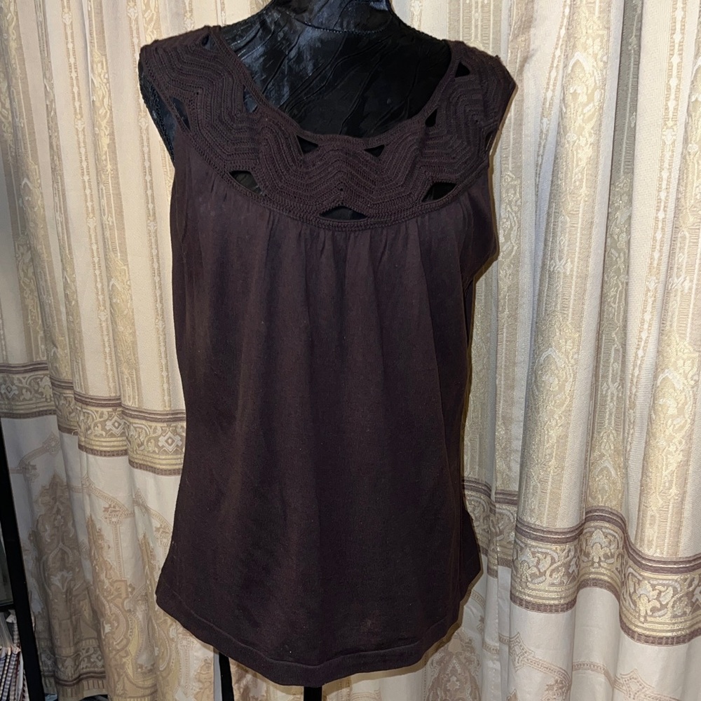 Banana Republic Dark Brown Crochet Neck Tank Top